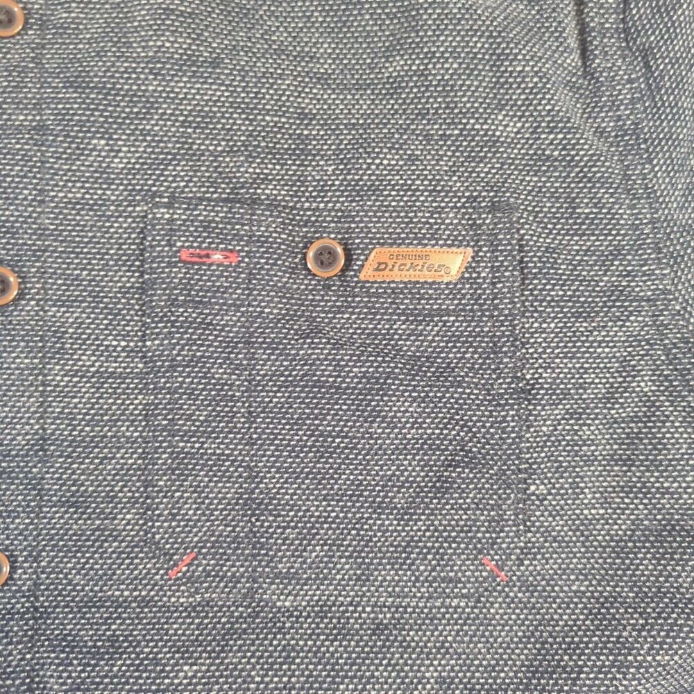 Genuine Dickies Shirt Mens Size Medium Heavyweight Tweed Grey Long Sleeve - Picture 6 of 15